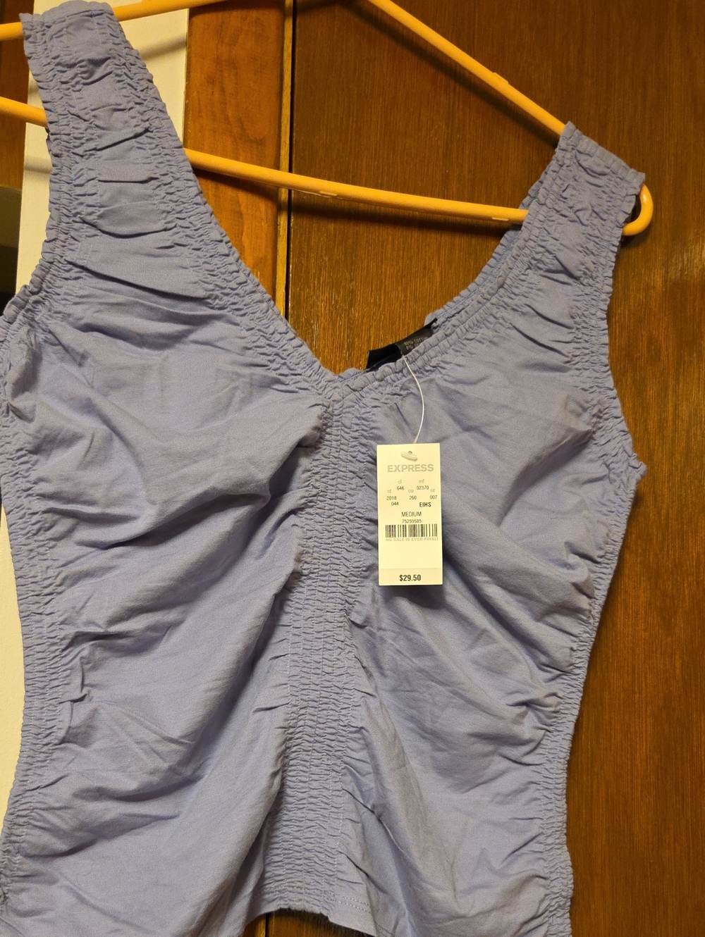 JUNIORS Express Lilac Smocked V-Neck Tank